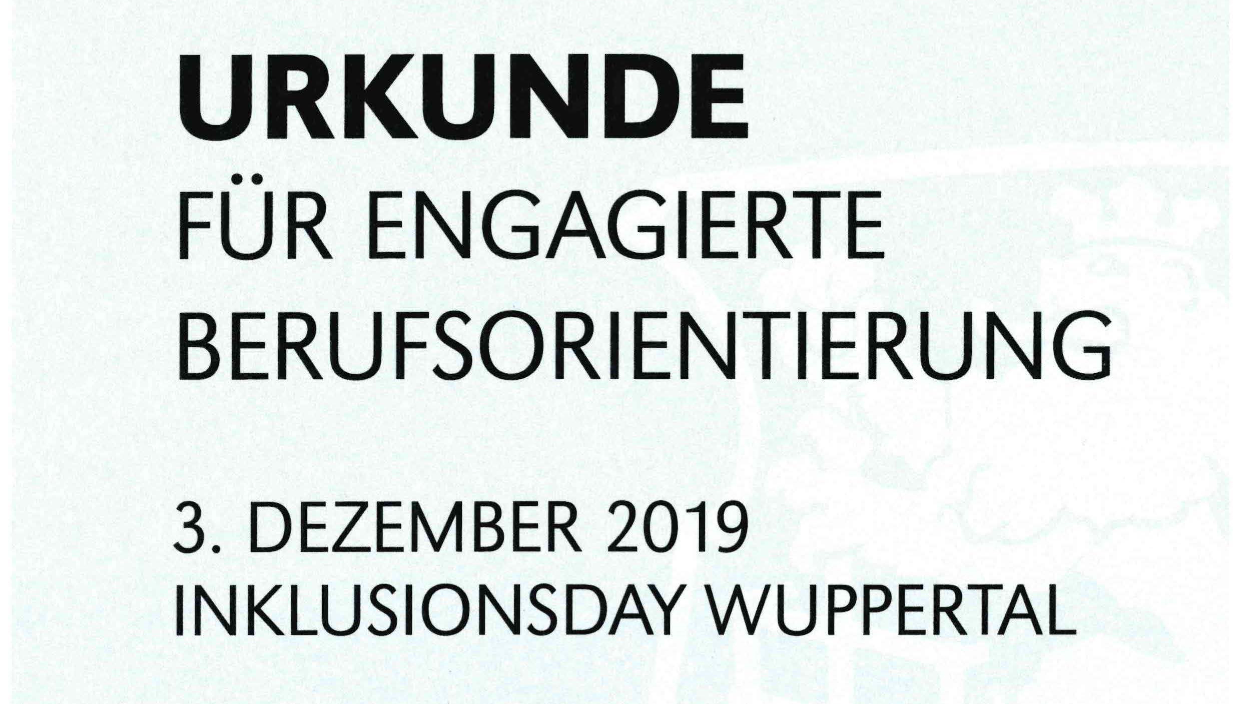 Urkunde - Inklusionsday - Ausschnitt